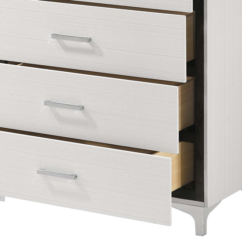 Commode 5 tiroirs Casilda, finition blanche