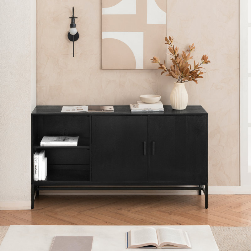 Meuble télé avec gestion des câbles Soleil, Noir