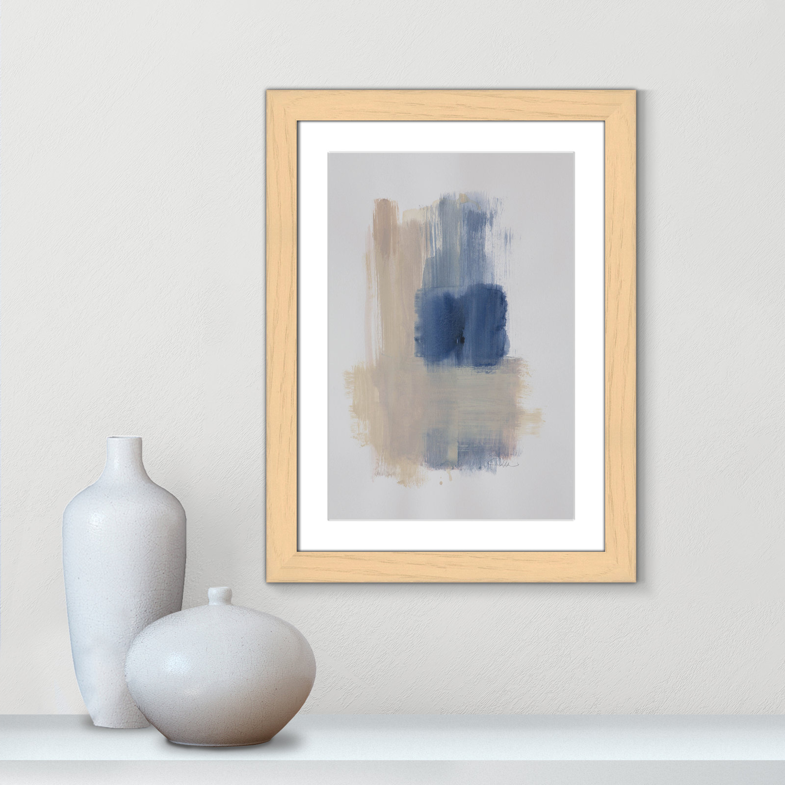 Esmeray "Powder Room Wash III" Print, 24.5" H x 18.5" W x 1.25" D, Natural Cube Frame Matted