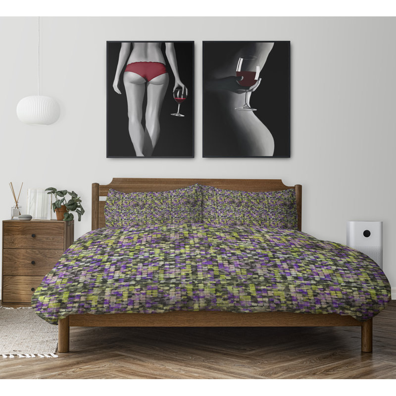 Polyester Twill Abstract Duvet Cover, King Duvet Cover + 2 King Pillowcases