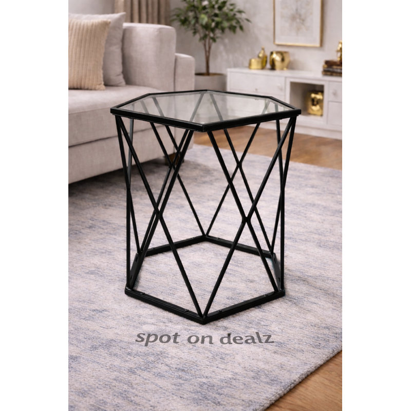Kandan Glass Top Frame End Table