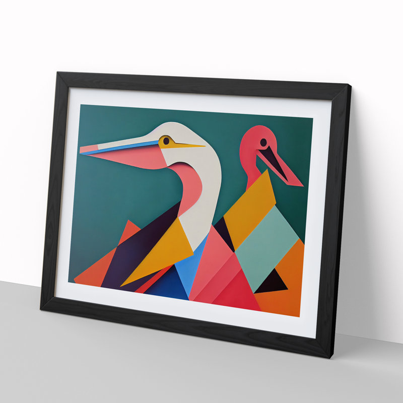 Abstract Pelicans Vol.2 - Framed Print, Black, 46cm H x 64cm W x 2cm D