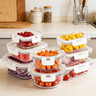 12-Pack Airtight Glass Food Storage Containers Set With Lids, BPA-Free Borosilicate Glass Meal Prep Containers For Microwave, Oven, Freezer & Dishwasher, Leakproof Lunch Containers