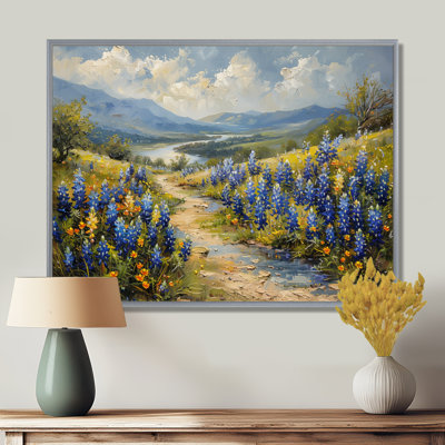 Blue Green Meadow Charm Blue Bonnets VI - Blue Bonnets Wall Decor