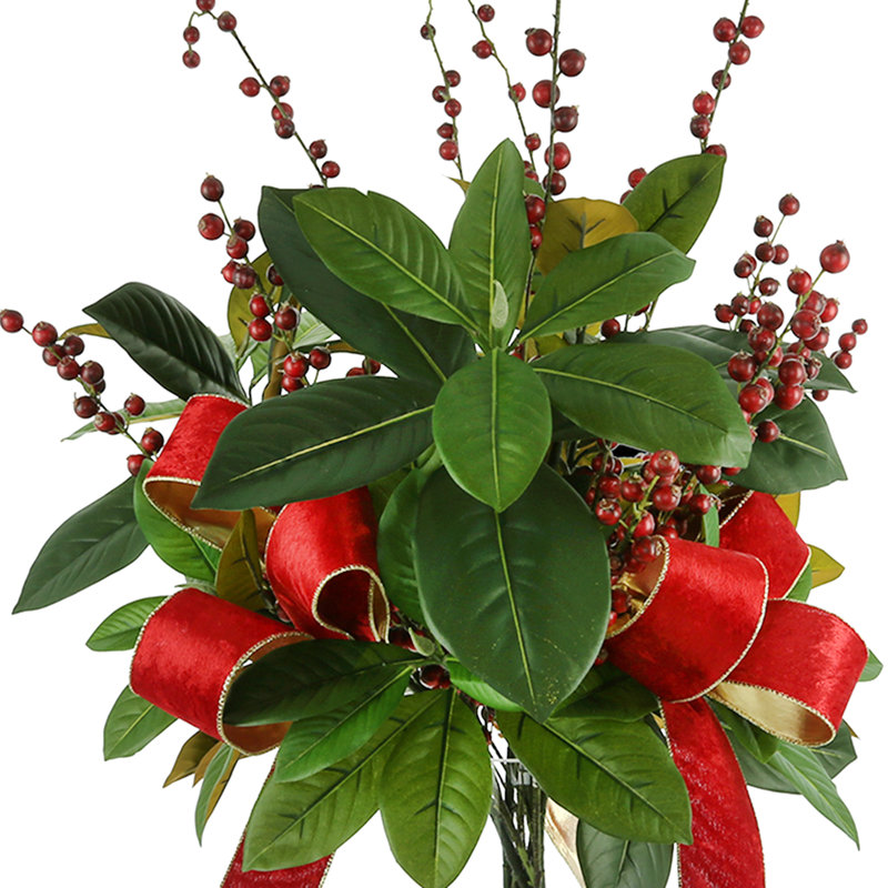 Magnolia Leaf And Berry Holiday Floral Arrangement