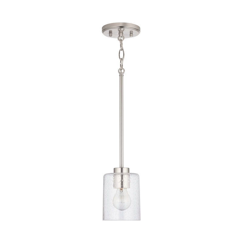 Luminaire suspendu cylindrique à 1 lumière Greyson, Nickel brossé