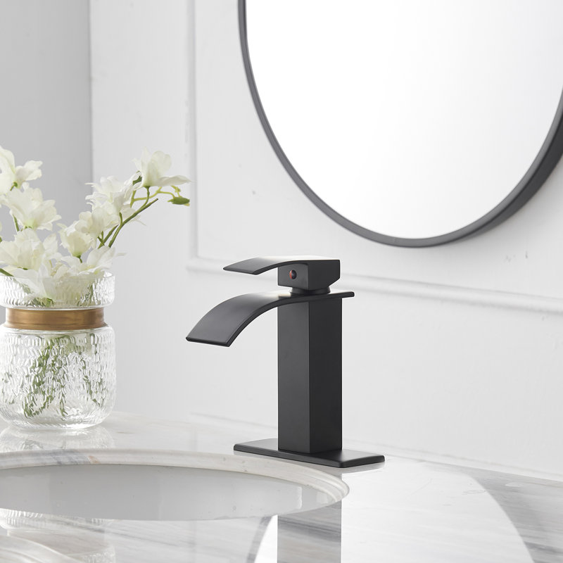Single-Hole Single-handle Bathroom Faucet with Drain Assembly, Matte Black