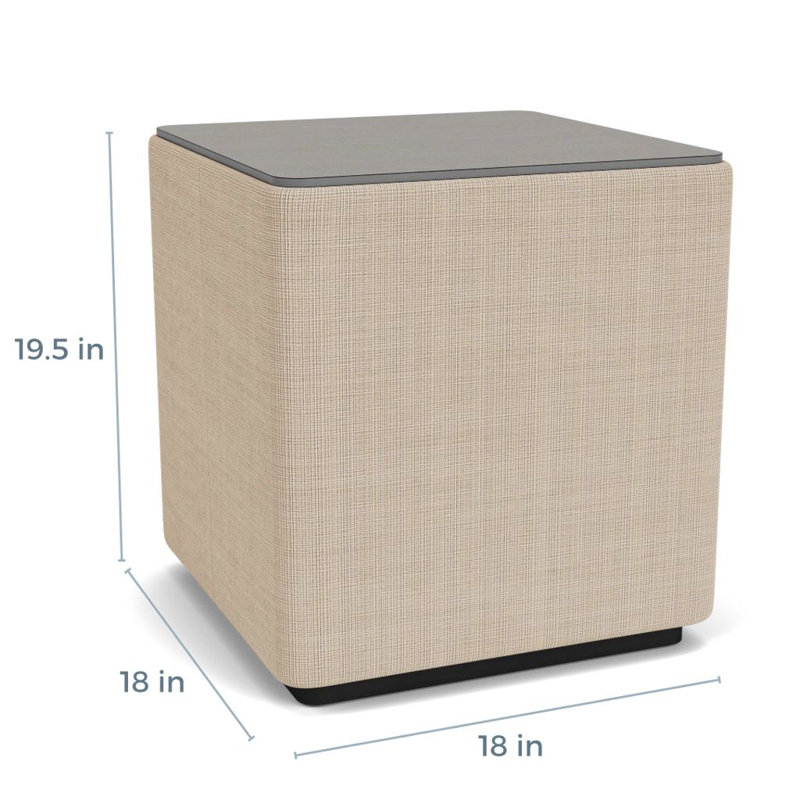 Table de bout avec plateau en stratifié Darsey, 20", Sergé sarrasin, Noir; calcaire Chambray