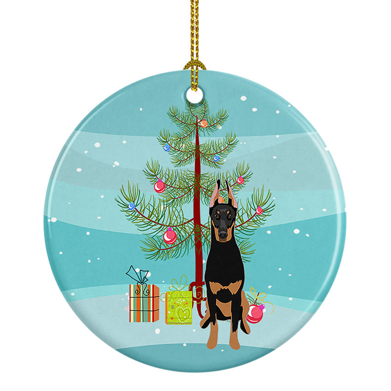 Ornement en céramique Doberman Pinscher, Doberman pinscher noir et oreilles rouillées