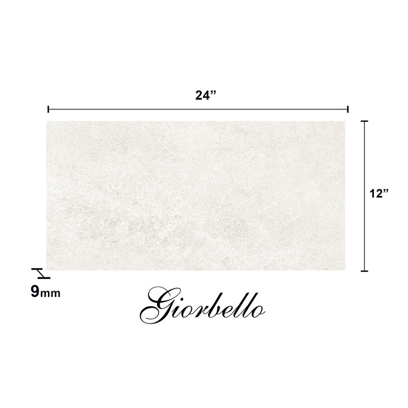 Italian Metalia Porcelain 12"x 24"x 9mm Floor and Wall Tile Case - (7 PCS, 14 Sq. Ft.), White