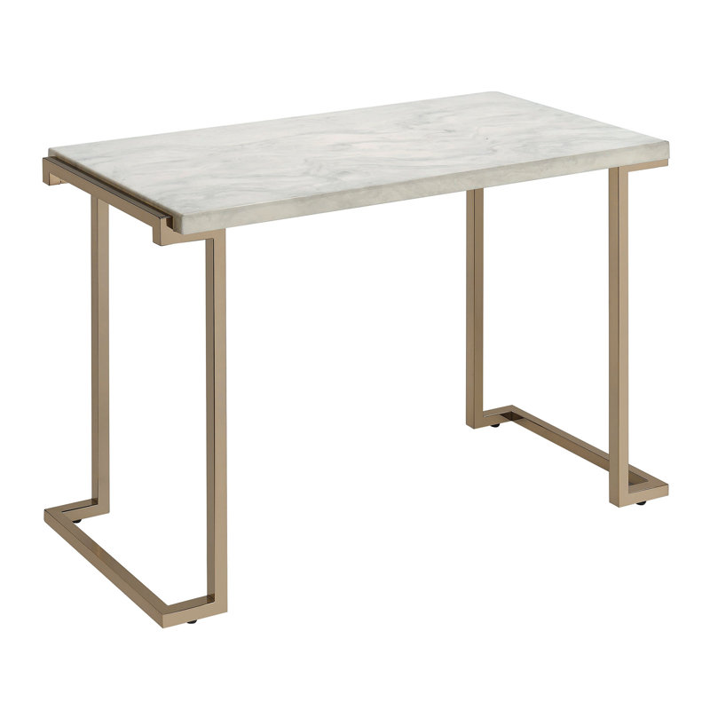 Table de canapé rectangulaire L 44 po avec plateau en pierre reconstituée couleur champagne Mccleery