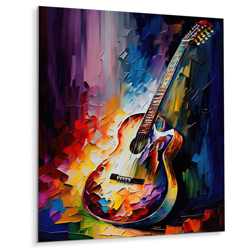 Guitare sur scène I - décoration murale musique en métal, H 32 po x l 16 po