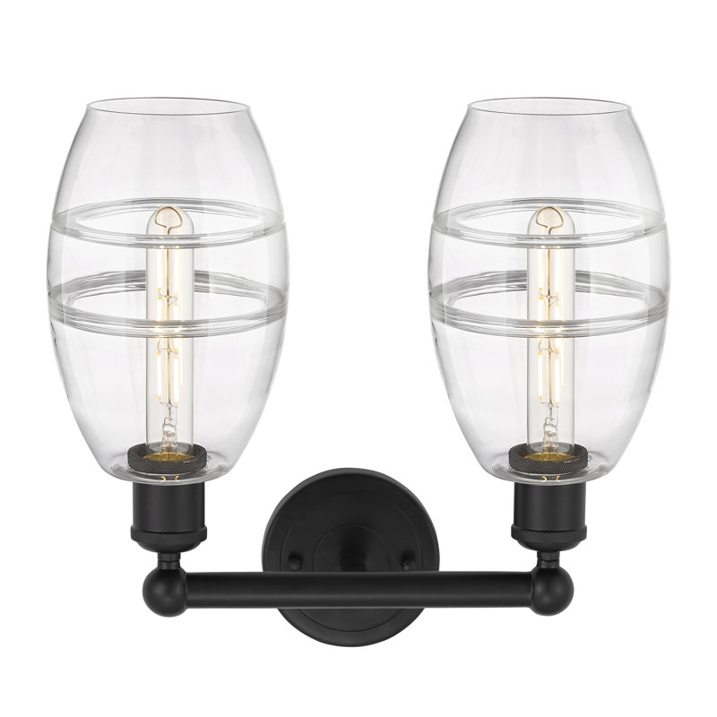 Éclairage pour meuble-lavabo à 2 lumières Kusham, Transparent, Noir mat