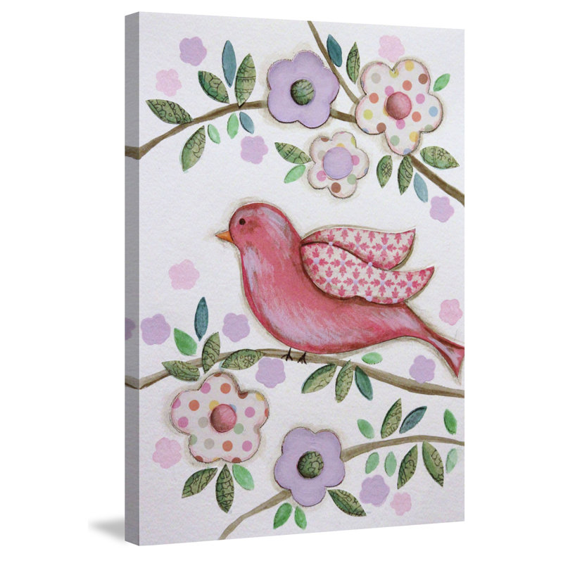 "Collage Bird" by Reesa Qualia Painting Print on Wrapped Canvas, 36" H x 24" W x 1.5" D