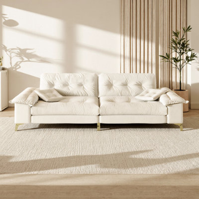 104.7" 4-Seat Modern Cloud Sofa With Premium Chenille, Removable Armrests, High-End Tufted Design & 2 Pillows - Easy Assembly, Beige