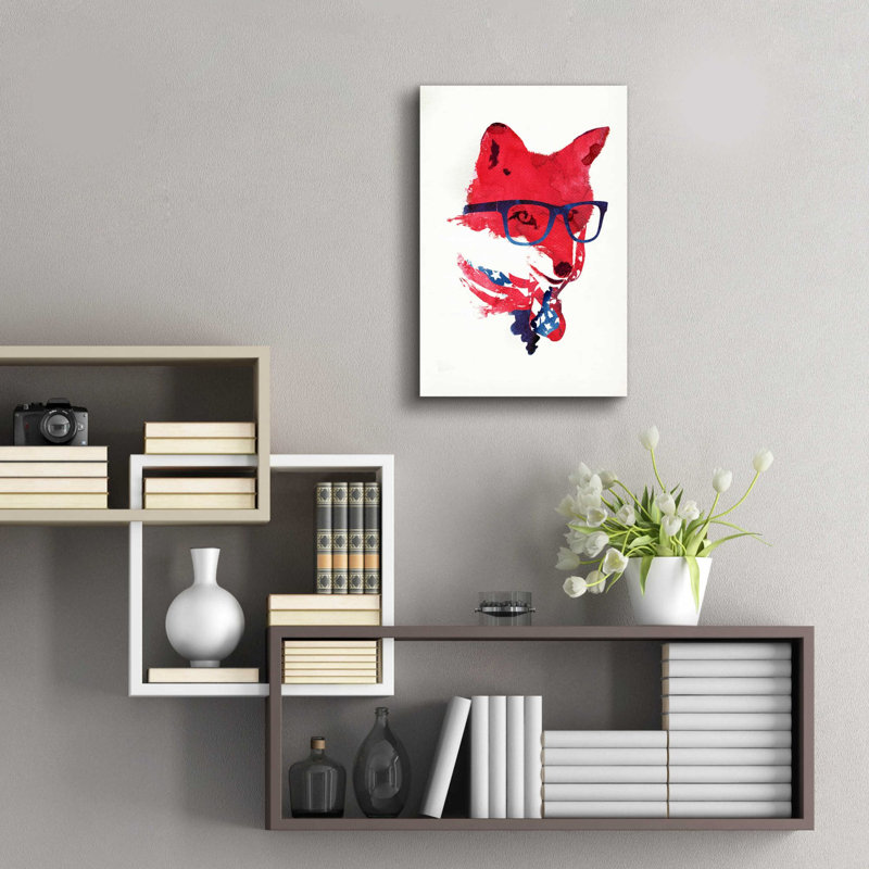 'American Fox' by Robert Farkas, Acrylic Glass Wall Art, 24" H x 16" W x 0.2" D