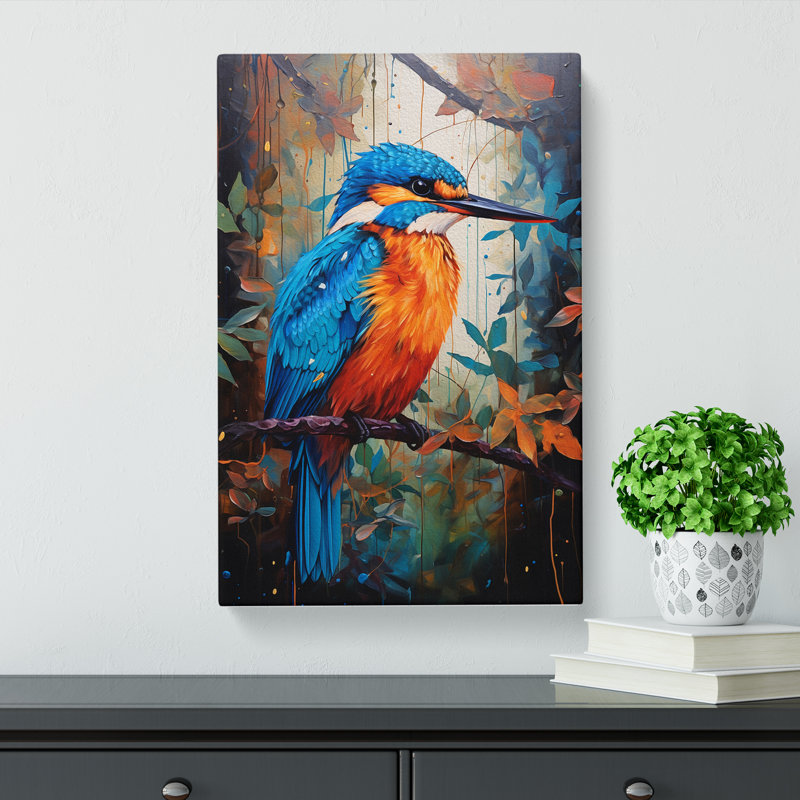 Kingfisher Expressionism - Print on Canvas, 76cm H x 50cm W x 3cm D