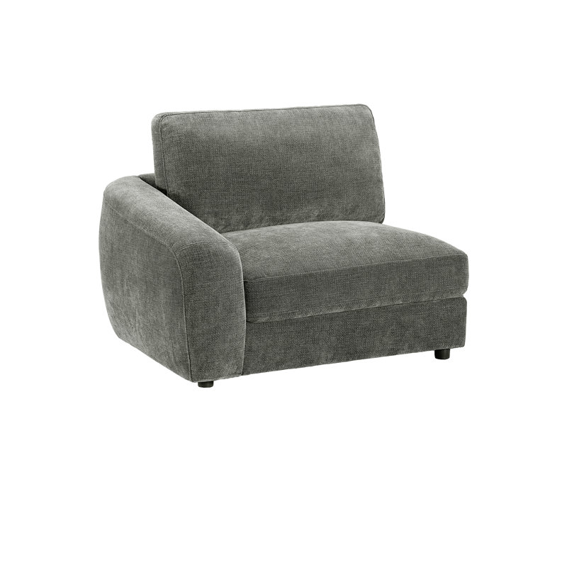 5-Piece Left-Armrest Corner Sectional with Right Curved Deep Seat, Dark Gray Polyester