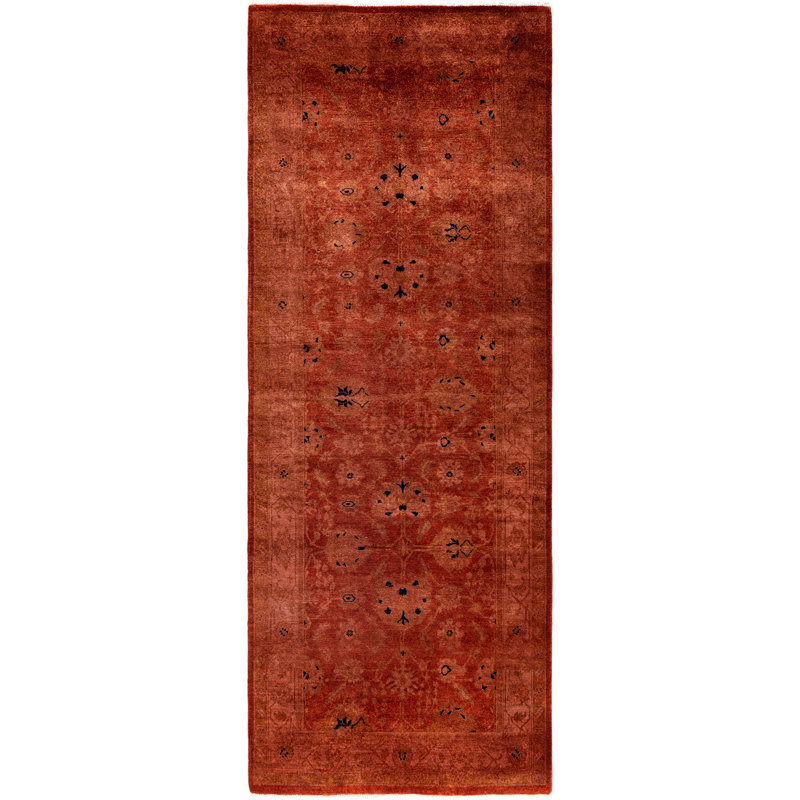 Overdyed Hand-Knotted Wool Modern-Contemporary Brown Runner 3' 1" x 8' 2"