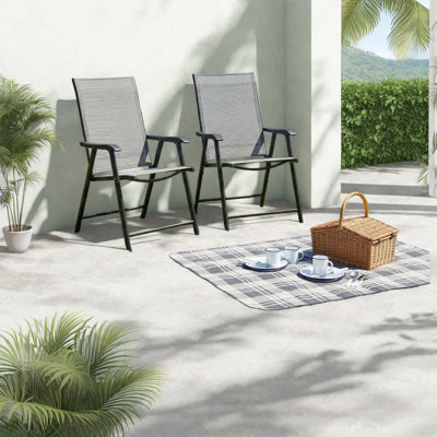 Durable Steel Patio Dining Chairs, Modern Stackable Design For Outdoor Use