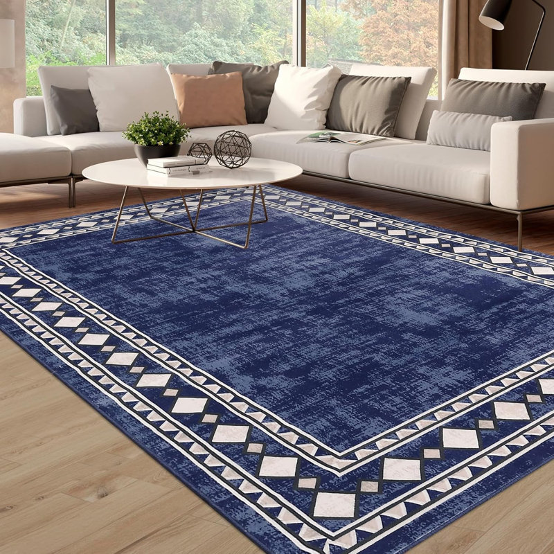 10x13 Rugs for Living Room Washable Rug for Bedroom Scalloped Area Rugs Stain Resistant Modern Soft Folding Throw Carpet Low Pile Floor Cover for Nursery Playroom