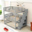 Lit double superposé double en bois avec tablettes et escaliers de rangement-1962212834