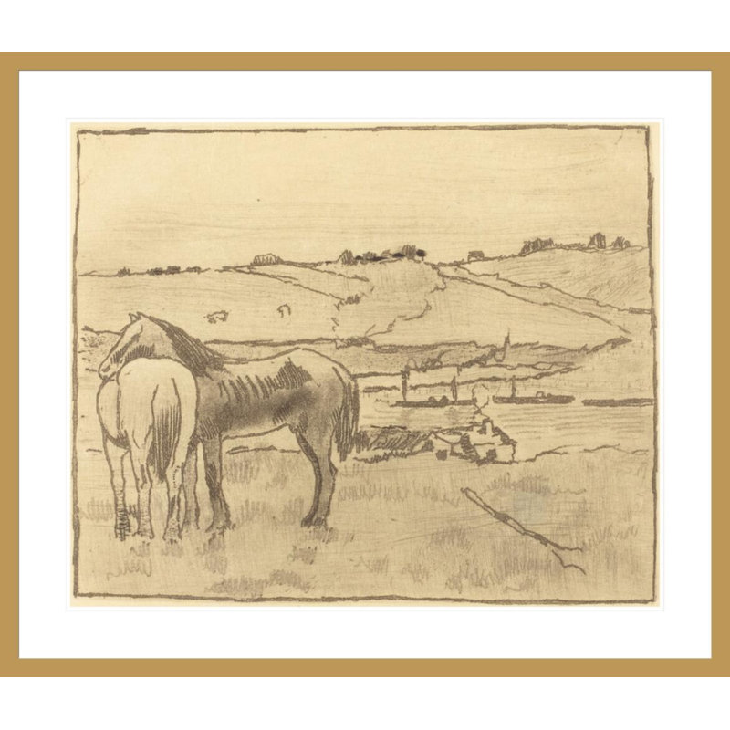 Chevaux dans la prairie par Edgar Degas, H 33,5 po x l 39,18 po