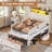Wood Twin Bed Frame with 5 Drawers and Spacious Storage Headboard Farmhouse LED Metal Platform Bed with Charging Station No Boxing Need-255102227-253110981