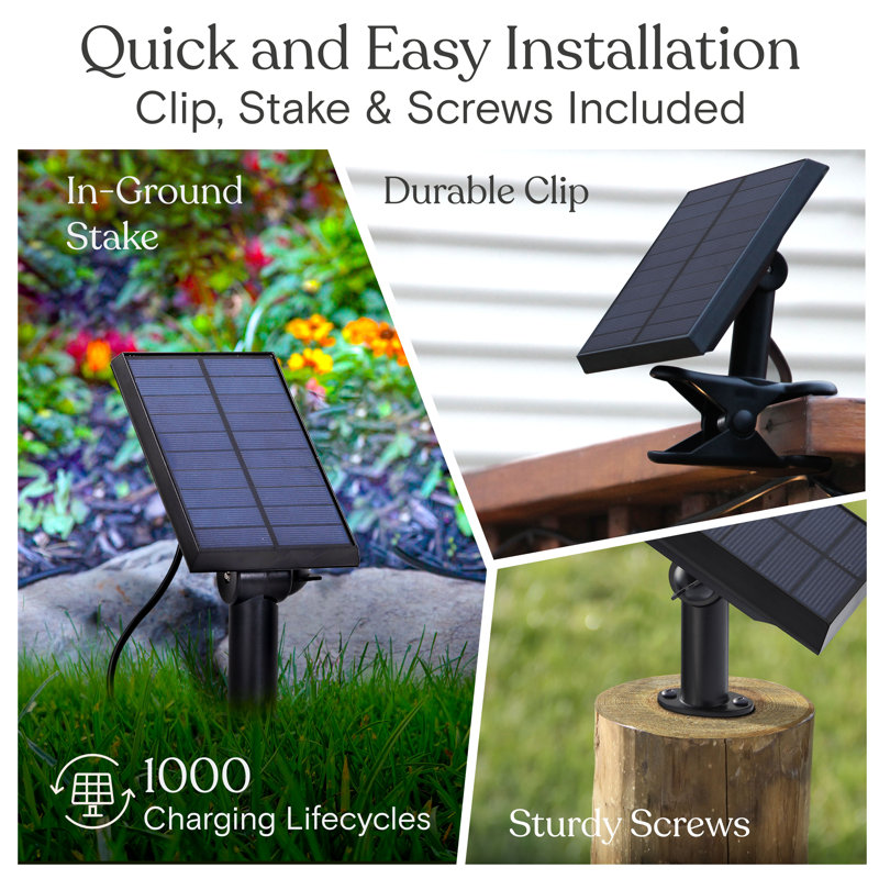 Ambience Pro 27 ft. Solar-Powered Outdoor LED String Lights with 12 Warm White S14 Bulbs, Weatherproof, Automatic Dusk-to-Dawn Lighting
