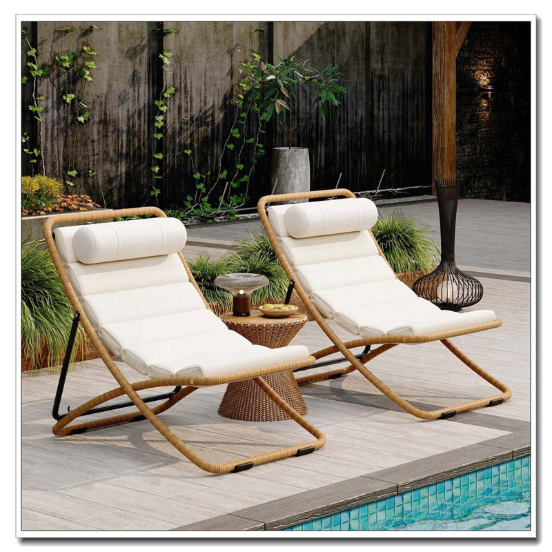 2-Pieces Outdoor Folding Chair, Yellow