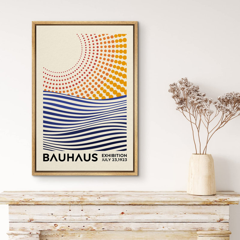 Oeuvre classique «Mid-Century Bauhaus géométrique soleil et océan» sur, H 36 po x l 24 po, Naturel