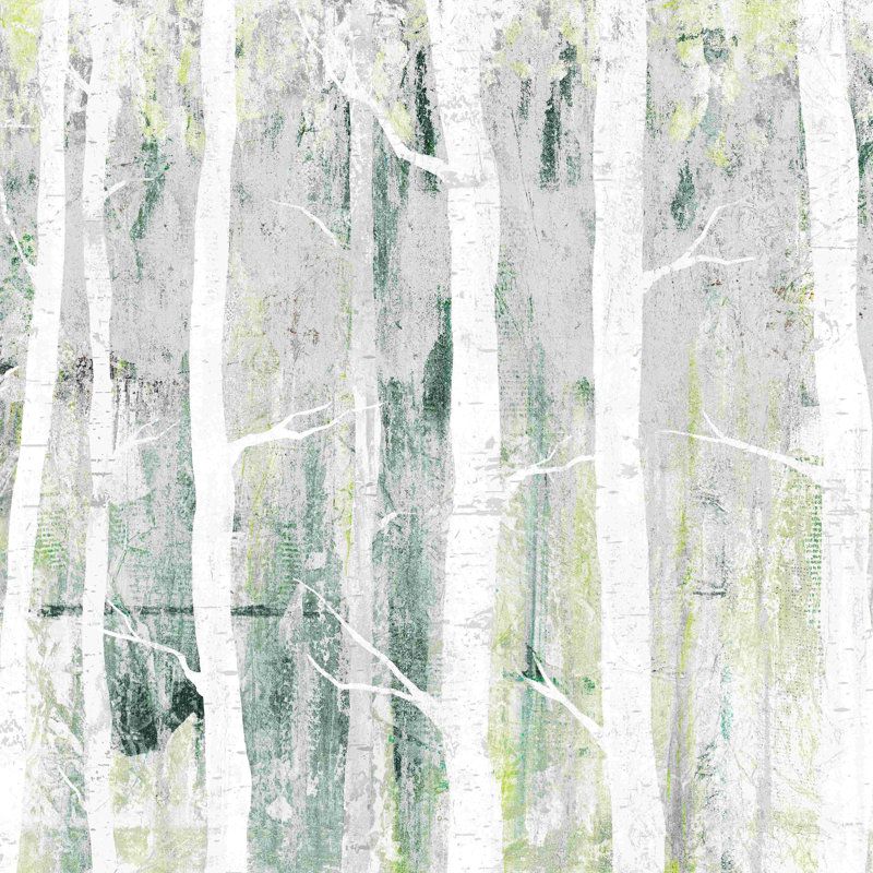 Bouleaux blancs - peinture sur toile tendue, H 12 po x l 12 po