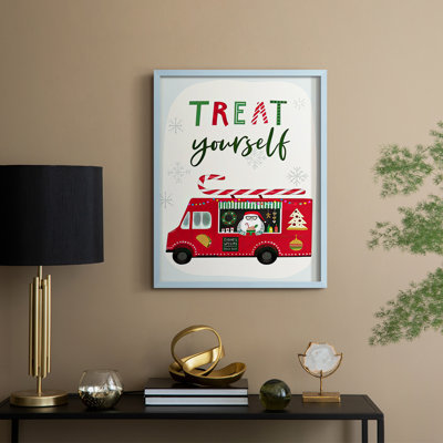 «Santa's Foodtruck Collection B», reproduction encadrée - bois massif