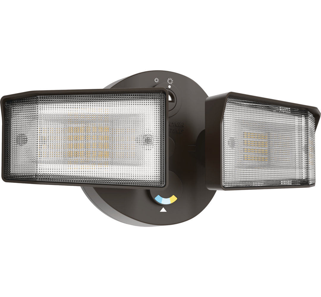 2 - Head Hardwired Dusk to Dawn Outdoor Security Flood Light Lithonia Lighting Fixture 