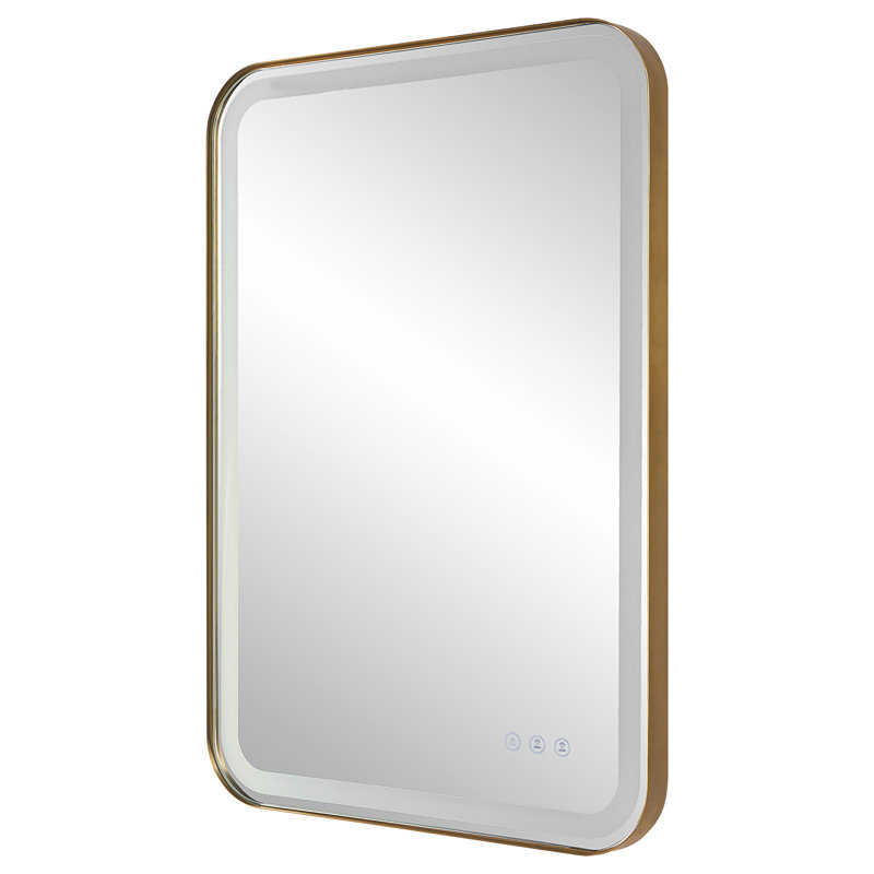Rectangular Gold Stainless Steel LED Vanity Mirror