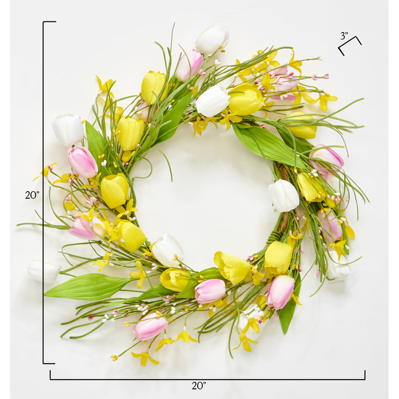20" Artificial Spring Tulip Wreath