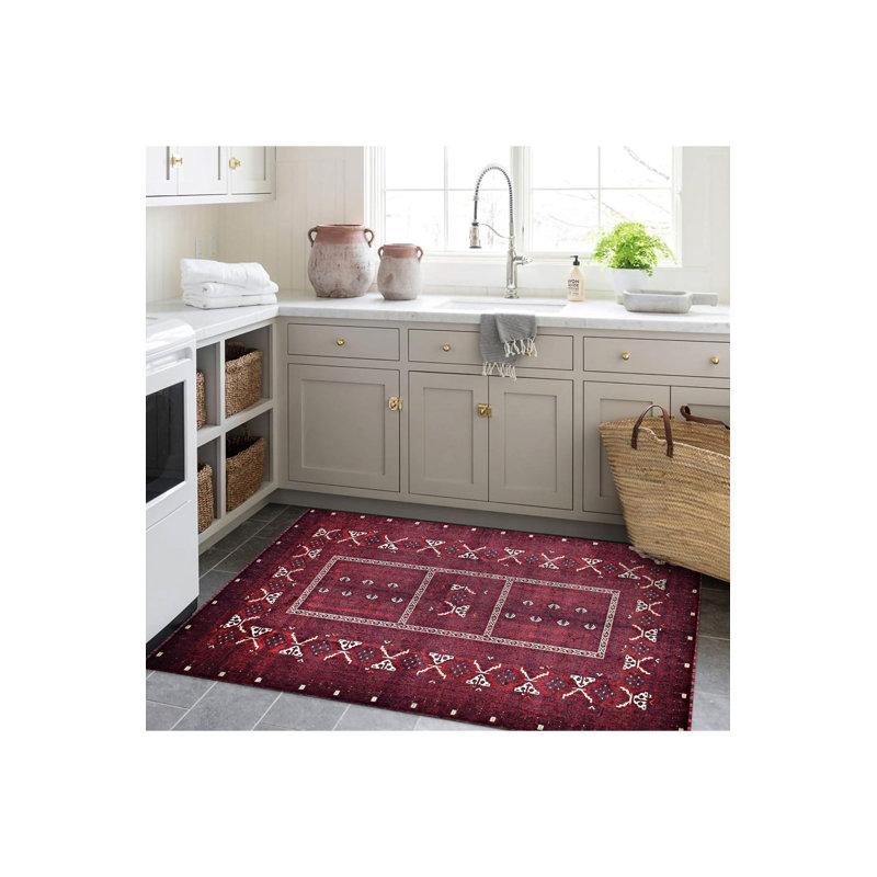 Classic Traditional Pattern Vintage Decorative Washable Rug, Rectangle 3'3" x 4'11" Rug Pad Included