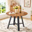 Table de salle à manger ronde de 42 po avec plateau en bois aggloméré texturé et pieds noirs