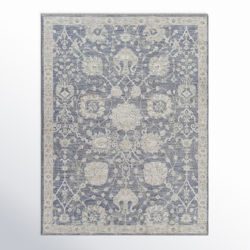 Garlef Machine Woven Oriental Gray/Blue Area Rug, Rectangle 7'10" x 10'3"