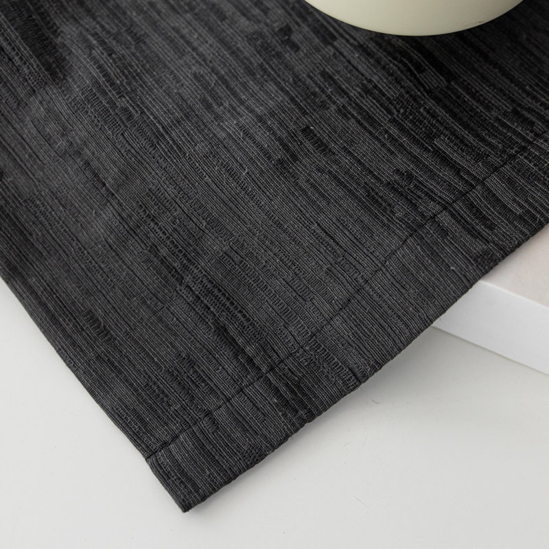 Paire de rideaux semi-transparents avec passe-tringle et passe-tringle, Noir, L 52 po x L 84 po