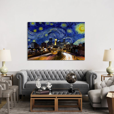 Minneapolis, Minnesota, nuit étoilée, impression d'art graphique