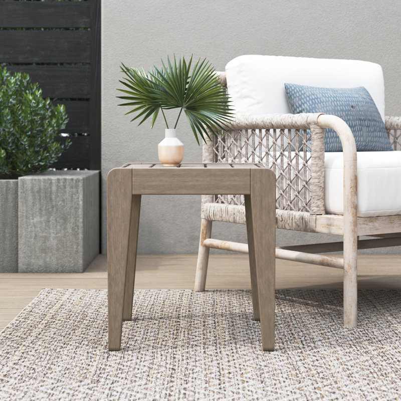 Ojai Square Acacia Outdoor Side Table , 16.5'' in. W 16.5'' in. D