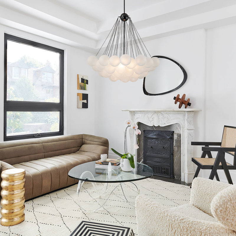 Jayla Modern 3-Light Bubble Globe Cluster Chandelier, Matte Black