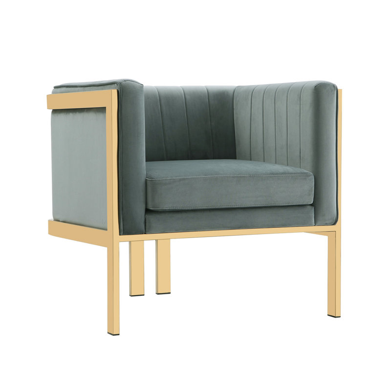 Fauteuil d'appoint rembourré en velours chaud Paramount, Velours gris chaud