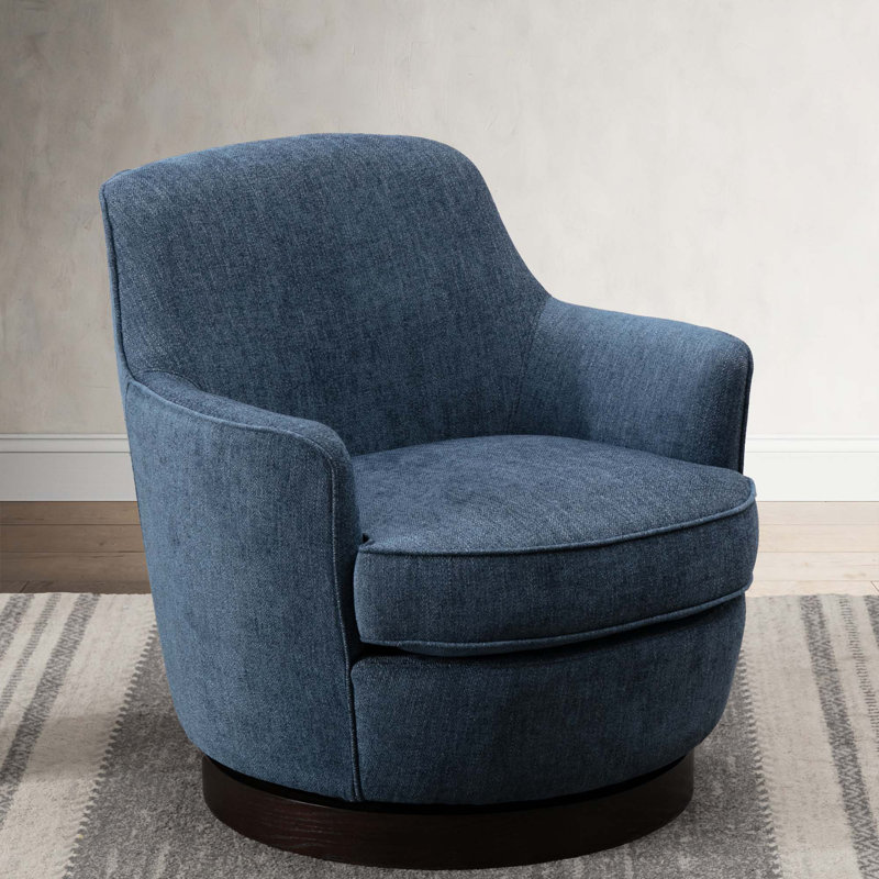 Fauteuil pivotant de 31 po de largeur, fauteuil d'appoint, fauteuil de lecture à faible encombrement, Polyester bleu