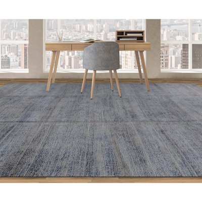 Hand-Knotted High-Quality Dark Blue Area Rug