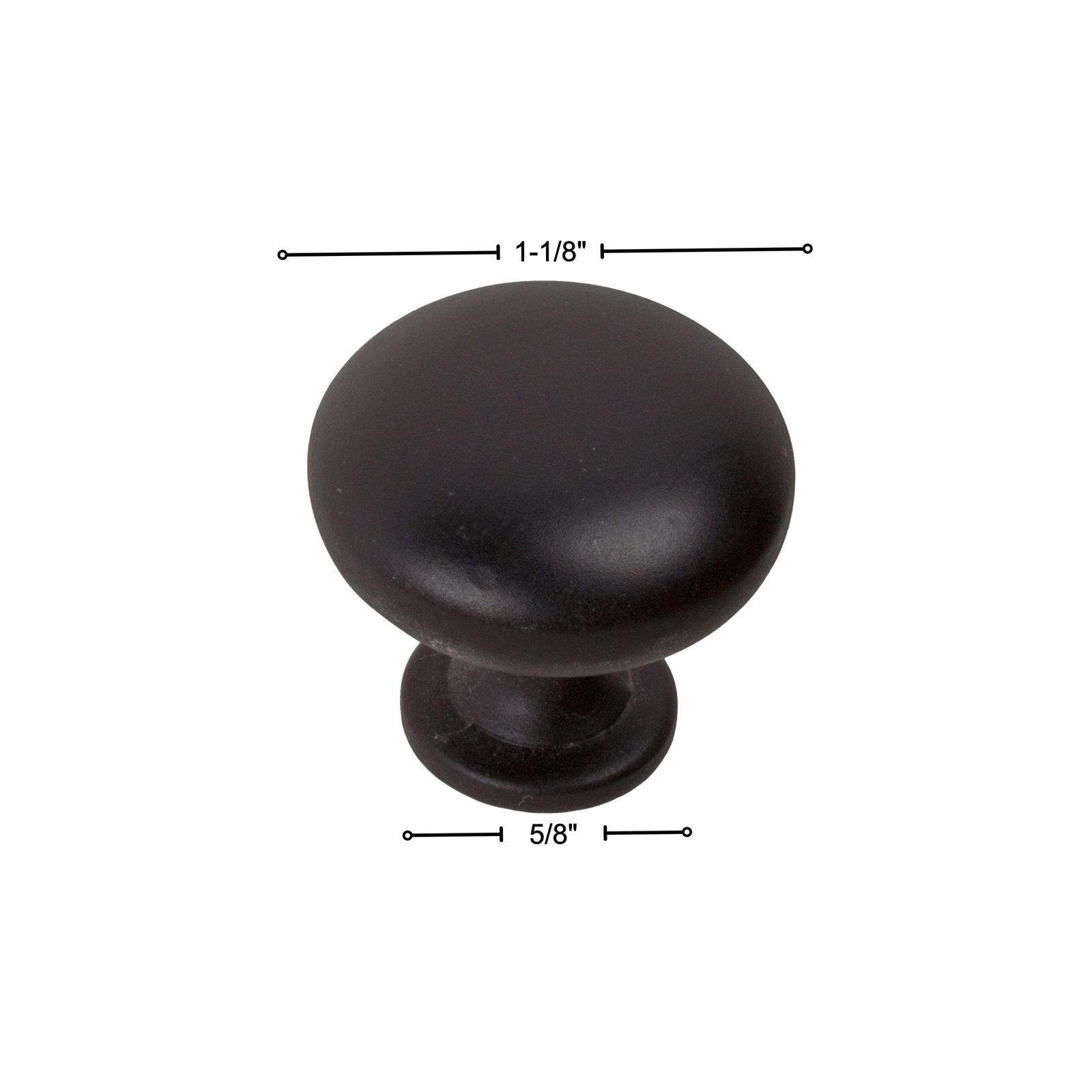 Classic Metal Mushroom Cabinet Knob, Matte Black