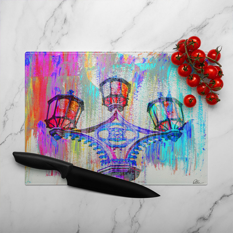 Big Ben Street Lamps Glass Chopping Board