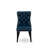 7-piece Dining Set includes a breakfast table and 6 Navy Blue Polyester Fabric padded chairs with Button Tufted Back, 44x100 Inch, Sand Blasting Black-1449195201