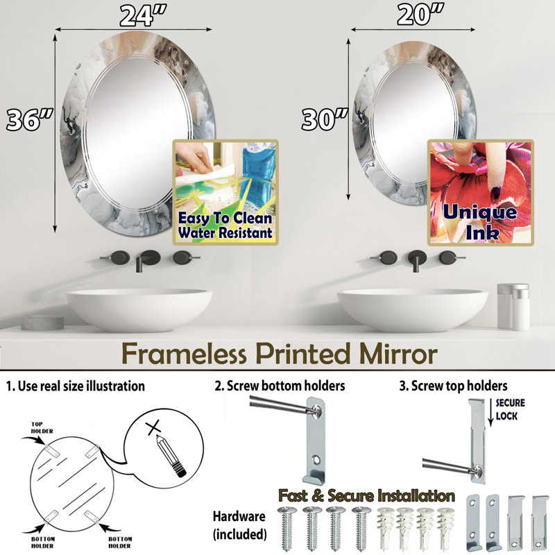 Miroir mural Brondby, 30 po x 20 po